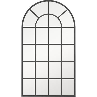 Dekospiegel großer Spiegel, Fensteroptik, Bogenförmig, inkl. Aufhängung. Schwarz + Spiegelglas