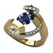 Gold Inlaid Two Color Couple Engagement Ring Anniversary Gift