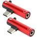 2Pcs Type C to 3.5mm Adapter 2in1 USB C Headphone Jack Adapter and Charger Type C Male to 3.5mm Type C Female Adapter Converter for C Type Phones Tablets PCs (Red)