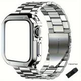 For Men And Women For IWatch 1/2/3/4/5/6/7/8/SE/ultra Metal Stainless Steel Watch Band Plus Electroplated TPU Case Plus Watch Strap Tool Case Plus Watch Band In One 38/40/ 41/42/44/45/49mm