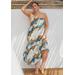 Plus Size Women's Printed Chiffon Flare Maxi Dress by ELOQUII in Sand Swirls (Size 28)