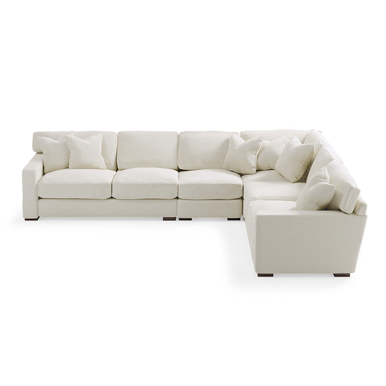 Salem Upholstered Sectional - Pre-Configured, Fabric, Fabric / 4-Pc Sectional, Crypton Chenille Nomad Snow (Stocked) / 4 Pc Sectional - Grandin Road