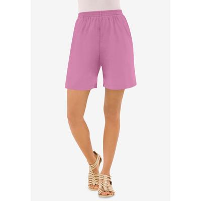 Plus Size Women's Plus Size Soft Knit Pull-On Short by Roaman's in Mauve Orchid (Size 2X)