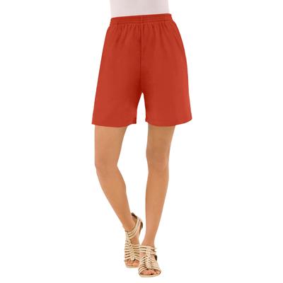 Plus Size Women's Soft Knit Short by Roaman's in Copper Red (Size 3X)