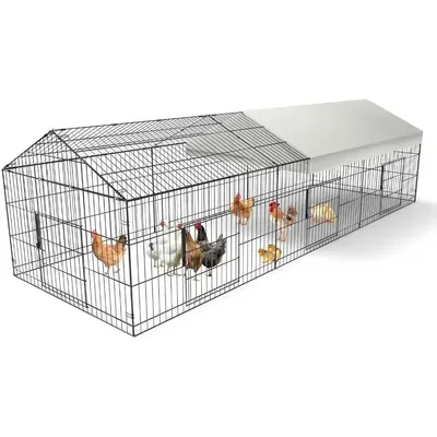 Chicken Coop 130” X 40” Chicken Run Pen with Waterproof Cover Outside Portable Chicken Cage