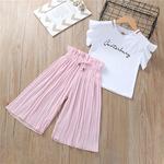 Ensembles de vêtements d'été pour filles, t-shirt pour enfants pantalons à jambes larges, costumes pour enfants à manches courtes, vêtements pour bébés filles