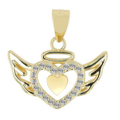 Ketten-Anhänger ADELIA´S "Damen Anhänger Herz aus 925 Silber mit Zirkonia", gold, Schmuckanhänger, Damen