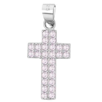 Ketten-Anhänger ADELIA´S "Damen Anhänger Kreuz aus 925 Silber mit Zirkonia", rosa, Schmuckanhänger, Damen