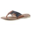 Zehentrenner MUSTANG SHOES, Herren, Gr. 49, navy, cognacfarben, Lederimitat, kontrastfarbene Details, casual, Schuhe, Sommerschuh, Schlappen, Poolslides, Badeschuh, stylische Farbkombi