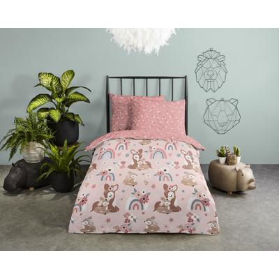 Babybettwäsche GOOD MORNING "Bibi blossom", rosa, B/L: 120cm x 150cm, , Renforcé, B/L: 70cm x 60cm, Renforcu00e9, Obermaterial: 100% Baumwolle, Bettwäsche, Baumwolle, 120x150, Reißverschluss, Wende, Baby, Mädchen, Bambi, Rosa