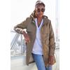 Outdoorjacke FRENCH CONNECTION, Damen, Gr. L (44/46), grün (khaki), Web, Obermaterial: 68% Baumwolle, 32% Polyamid. Futter: 85% Polyester, 15% Baumwolle. Ärmelfutter: 100% Polyester, unifarben, casual, figurumspielend ca. Mitte Oberschenkel, Langarm...
