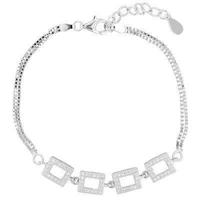 Armband ADELIA´S "Damen Armband aus 925 Silber mit Zirkonia 17+3 cm", silber, Armbänder, Damen, 17 + 3