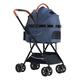 Folding Pet Cat Dog Stroller Carriage with Detachable Carrier 4 Wheel Dogs Strollers for Medium Small Dogs Trolley Premium Breathable Car Seat Loading (Blue)