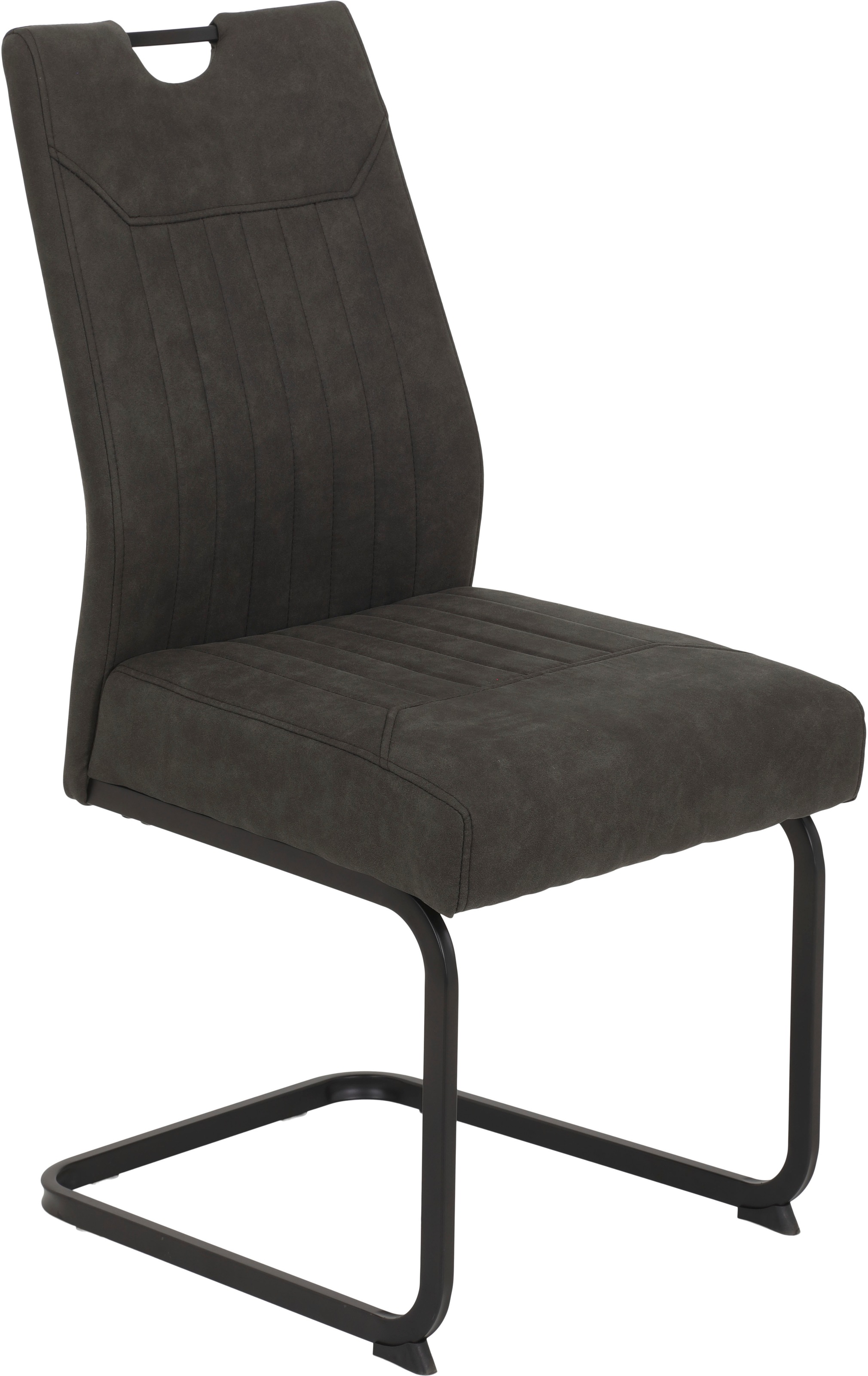 Esszimmerstuhl HELA "KLAUDIA Schwingstuhl", schwarz (vintage anthrazit, schwarz, schwarz), B:49cm H:100cm T:61cm, 100% Polyester, Stühle, Esszimmerstuhl, Komfortsitz mit Federkern