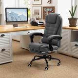 PU Leather Massage Executive Recliner Office Chair with Lumbar Support, Footrest, Adjustable Height, and Reclining Back