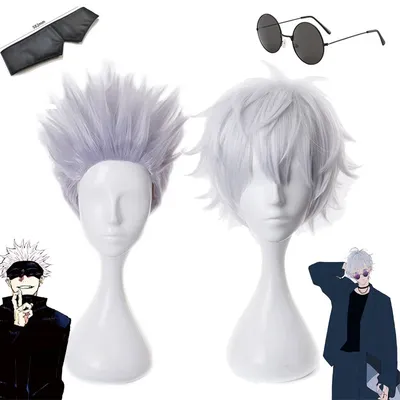 Gojo Satoru Cosplay Perücken Anime Gojo kurze hitze beständige Kunst haar Party Perücke ohne Augenklappe Image