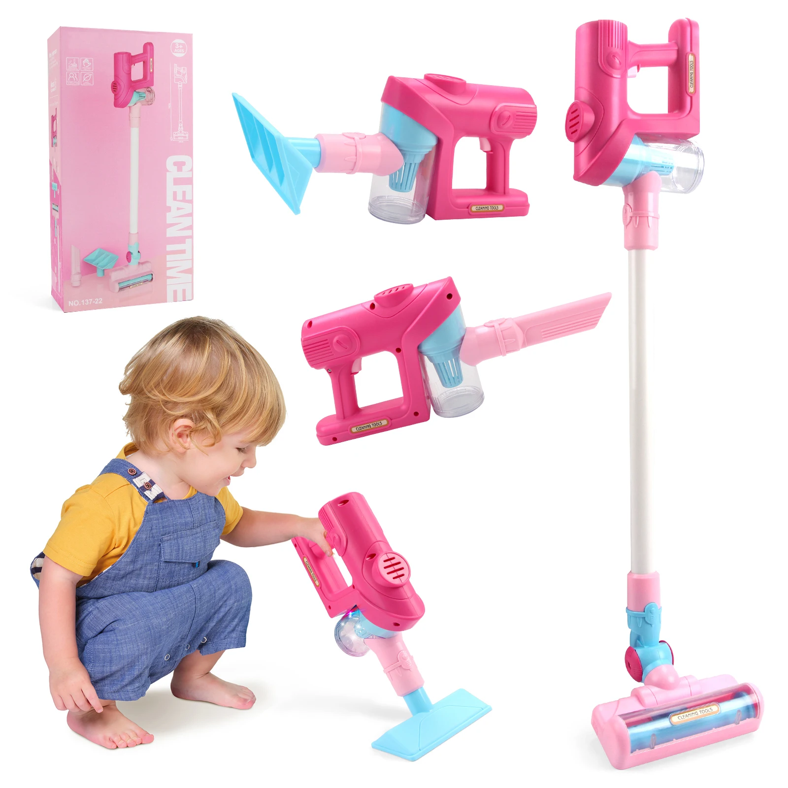 Elektrischer Mini-Staubsauger mit Licht und Musik, Reiniger, Simulation, Hausarbeit, Staubfänger, pädagogisches Rollenspiel, Spielzeug für Kinder, Geschenke Image