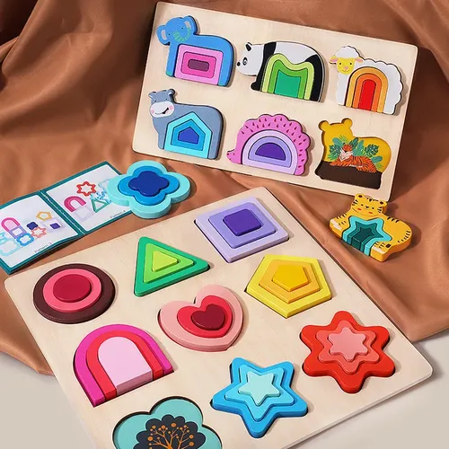 Kleinkinder 3d Holz puzzles Lernspiel zeug Montessori Spielzeug für Kinder Lernspiele Form