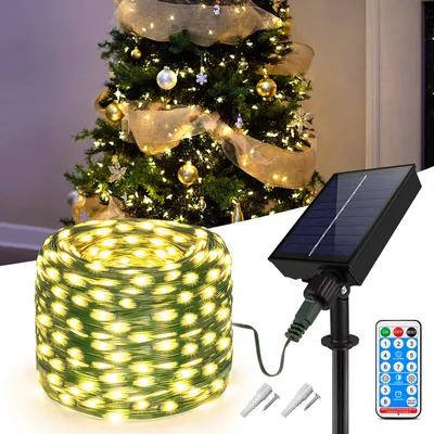100M 50M Outdoor Solar Girlande Lichter Leder LED String Fairy Licht Wasserdichte Girlande High-Power Solar Lampe für Garten Dekor