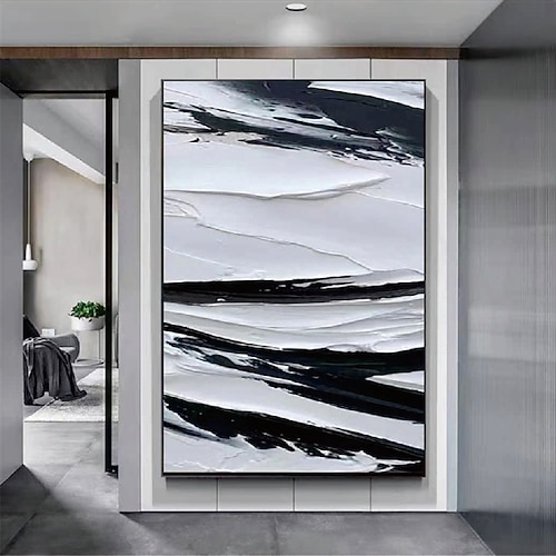 handgemaltes 3D strukturiertes weißes abstraktes Gemälde auf Leinwand 3D strukturierte Wandkunst Boho moderne Leinwandkunst Wohnzimmer Dekor Pattle Knife Ölgemälde Wohndekor Hotelkunststück Image