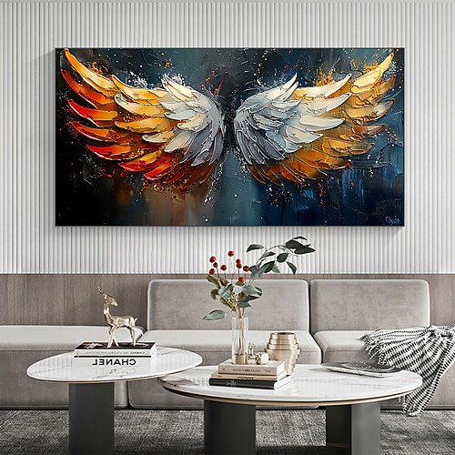 handgemachtes Ölgemälde Leinwand Wandkunst Dekor Original bunte Flügel Malerei abstrakte Feder Malerei Wohndekor mit gespanntem Rahmen Gemälde ohne Innenrahmen Gemälde Image