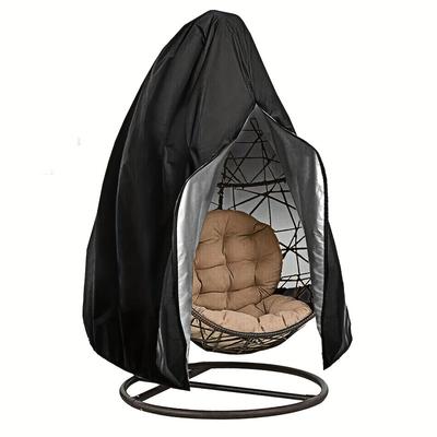 TEMU Patio Hanging Chair Cover, 210d Suspension Egg Chair Cover 91 Inch For Outdoor Wicker Double Egg Swing Chair, Black Egg Chair Cover Image