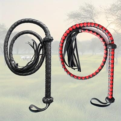 150cm/5.91in Long Horse Whip, Pu Material And Reinforced With Nail, Leather Whip Equestrian Prop