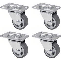 PRIOstahl Lenkrollen 4 x Graue Rollen 30mm Möbelrollen Laufrollen drehbar für Möbel Bettkasten Image