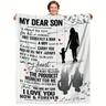 1pc Flannel Blanket, To My Son Blanket, Warm Cozy Soft Throw Blanket For Couch Bed Sofa