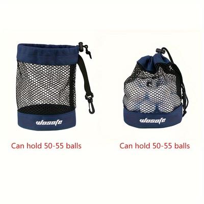 1pc Dark Blue Golf Ball Mesh Bag, Breathable Foldable Nylon Storage Bag With Drawstring, Convenient Storage Bag With Buckle