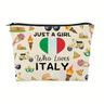Italy Travel Bag, Italian Trip Bag, Italy Vacation Gift, Who Loves Italy Makeup Bag, Italy Lover Zipper Pouch