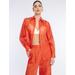 Women's Sheer Stripe Button Down Shirt in Pumpkin / L | BCBGMAXAZRIA