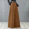 Flared Leg Trousers Elegant High Waist Wide Leg Pants with Pockets for Women Solid Color Flared