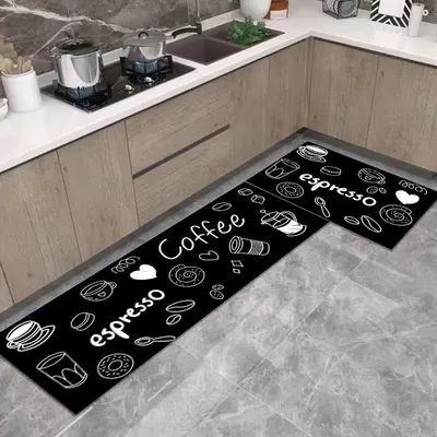 Kitchen Waterproof Oilproof Kitchen Mat Printed Antislip Bath Mat Soft Bedroom Floor Mat Living Room Carpet Doormat Kitchen Rug