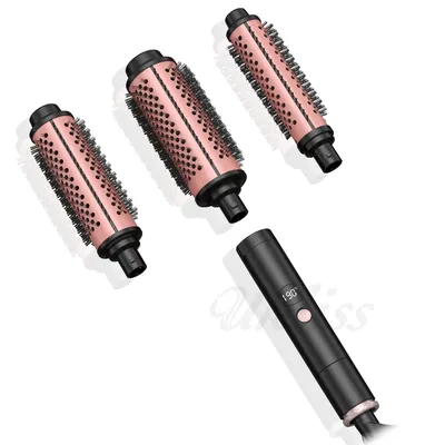 Thermal Brush Set 3 in 1 Curling Wand Interchangeable Curling Brush Double PTC Heated Curling Iron Comb Negative Ion Hair Curler