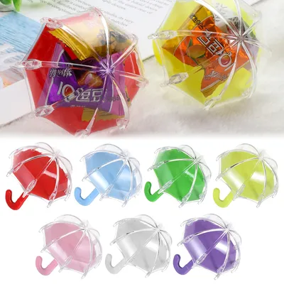 1PC Transparent Plastic Umbrella Candy Box Sugar Jar Storage Box Cookies Bag Gift Box Home