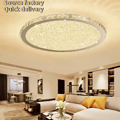 New light luxury crystal light led living room light high-end ceiling light simple bedroom light round master bedroom light