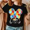 Hand Heart Gesture Print Women Tshirts Autism Awareness Tops Casual Funny T Shirt Clothes for Lady