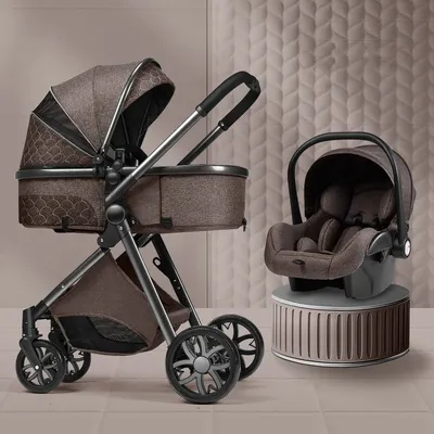 Luxury Baby Stroller 3 in 1 High Landscape Baby Cart Can Sit Can Lie Portable Pushchair Baby Cradel