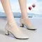 New Women Pumps Platform Heels Black Pointed Toe Buckle Strap High Heels Shoes for Office Ladies