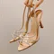 Women Summer Rhinestone Slingback Pumps Office Lady Transparent Heeled Sandals Elegant Pointed Toe