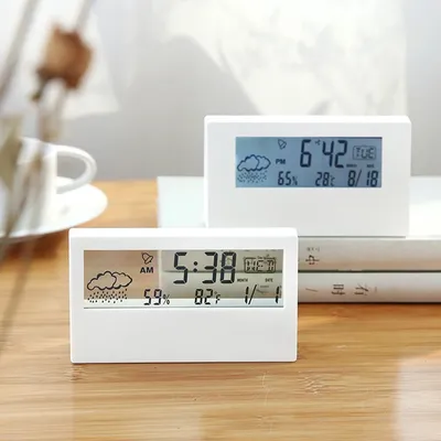 Thermo-Hygrometer Clock Creative Weather Display Electronic Alarm CLock Bedhead Electronic Clock