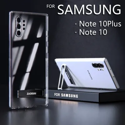 For Samsung Galaxy Note 10 Plus Note 10 Transparent Kickstand Case with Bracket Standing Transverse Protective Clear Soft Cases