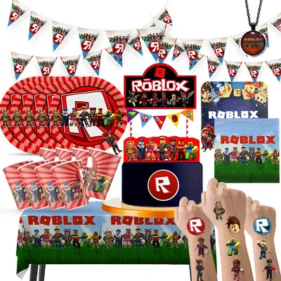 Roblox Theme Birthday Party Paper Cup Plate Decoration For Children Toy Gift Packing Banner