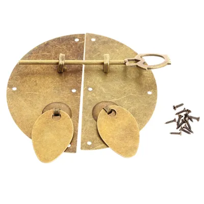 1 Set Knocking Pull Lock Latch Handle Chinese Ancient Style Door Furniture Hardware with Bolt Screws Chinese Furniture Handle