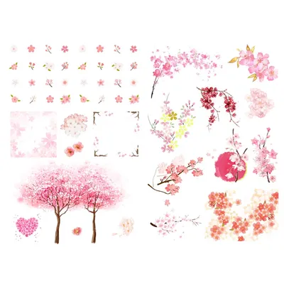 1 PCS Pink Cherry Blossoms Sakura Scrapbook Book Journal Stationery Stickers Diary Calendar Agenda School Art Craft Supplies