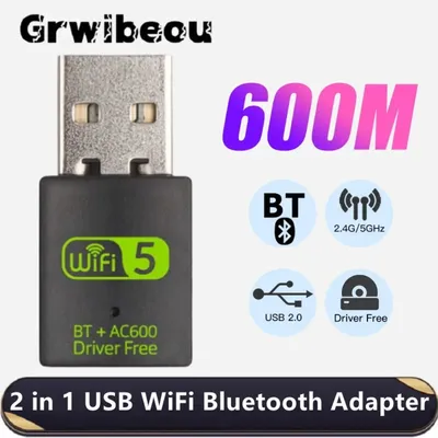 600Mbps USB WiFi Bluetooth Adapter Dual Band 2.4/5Ghz Wireless External Receiver 2 in 1 USB WiFi