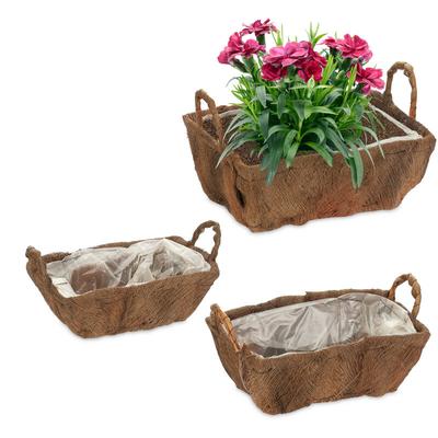 Relaxdays - Blumenkasten mit Griffen, 3 versch. Größen, für Garten, Balkon & Fensterbank, Image