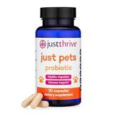 Just Thrive Just Pets Probiotic - Daily Digestive Probiotics for Dogs and Cats - 4 Billion CFUs Pet Probiotic 30 Capsules
