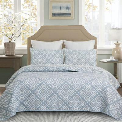 Leaves Mini Coverlet Set Blue, Queen, Blue